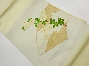 リサイクル　地紙に雲・菊模様織出し名古屋帯